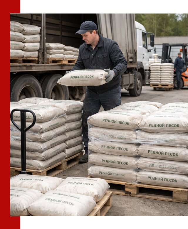 Речной песок в мешках с доставкой в Архангельске