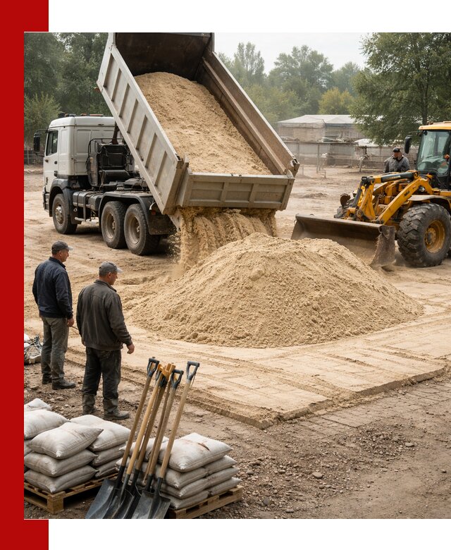 Доставка мытого песка в Архангельске с самосвалами по выгодной цене