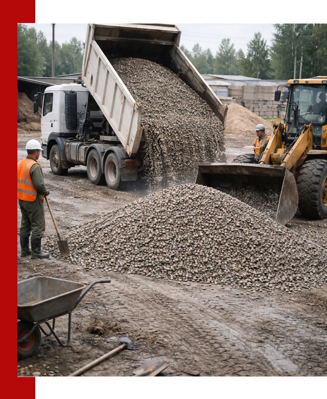 Мытый гравий с доставкой в Архангельске от карьера до участка