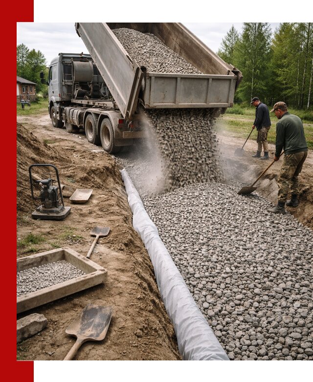 Гравий для дренажа с доставкой в Архангельске качественный и недорогой