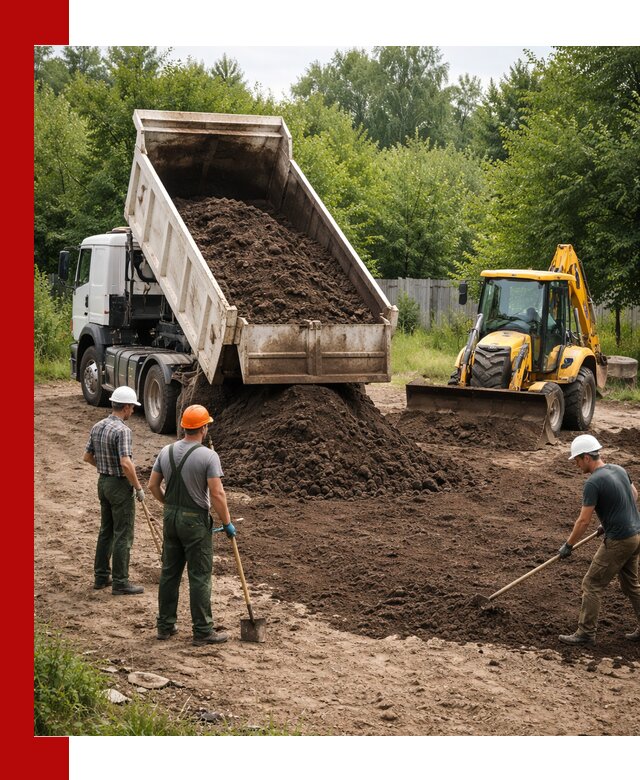 Доставка и укладка грунта для выравнивания участка в Архангельске