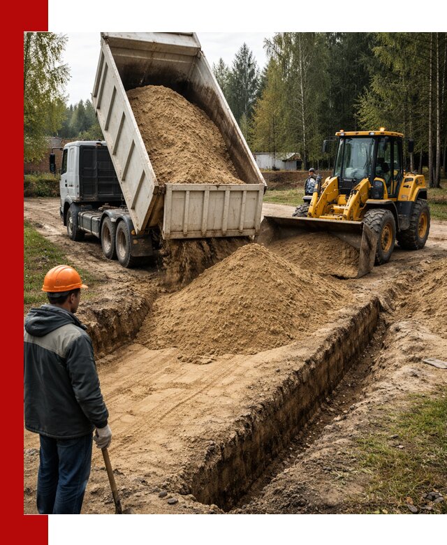 Доставка песчаного грунта в Архангельске для строительных работ