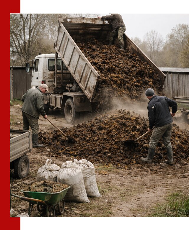 Доставка коровьего навоза самосвалом в Архангельске