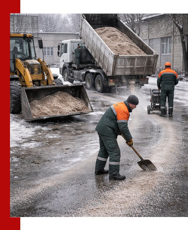 Реагент против гололеда с доставкой и нанесением в Архангельске
