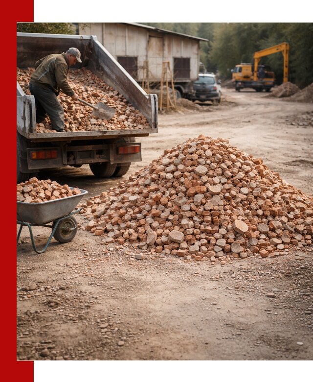 Доставка и подушка из боя кирпича с разгрузкой в Архангельске