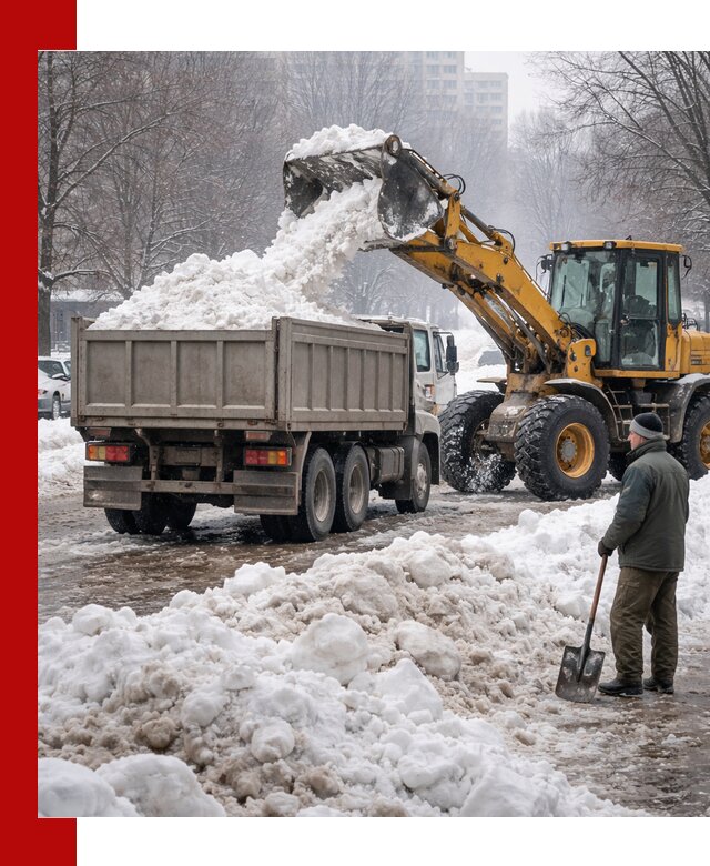 Вывоз снега грузовой техникой в Архангельске оперативно и чисто