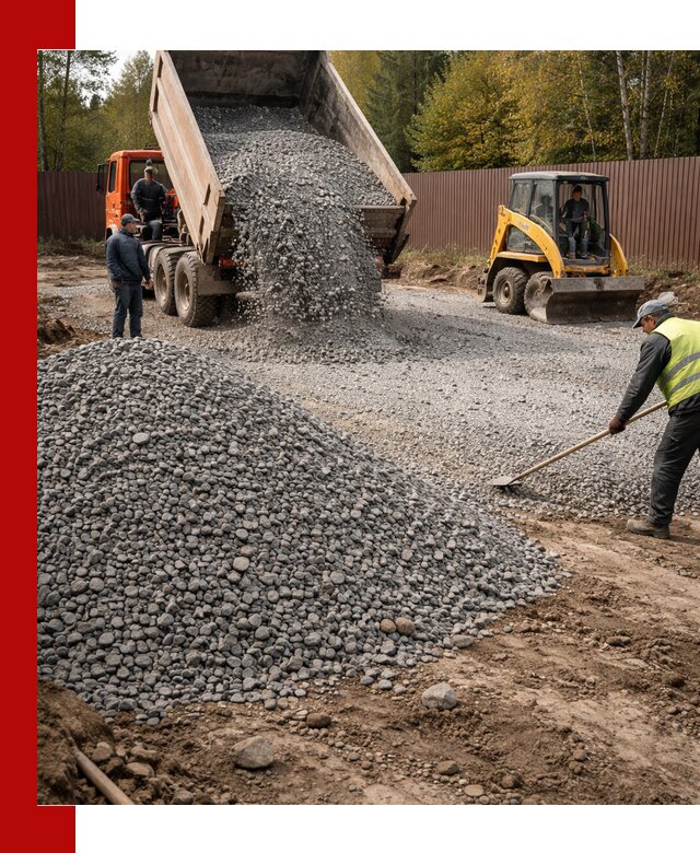 Отсыпка участка щебнем с доставкой и уплотнением в Архангельске